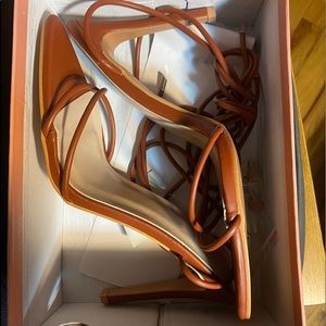 Never worn brown strap heels